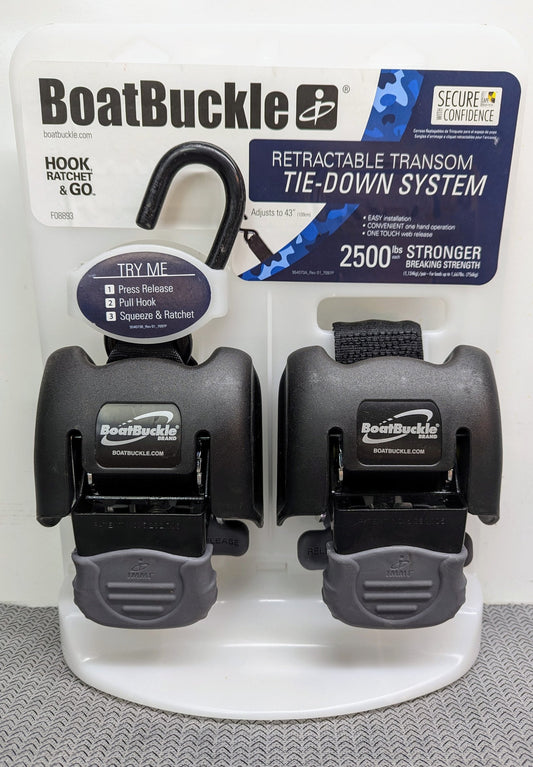 BoatBuckle F08893 Retractable Transom Tie-Down - 2" Web (Pair)