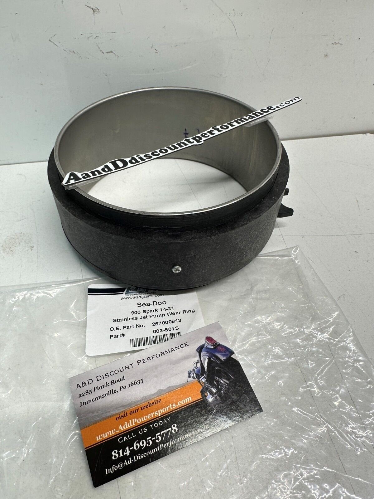 INSTOCK WSM JET PUMP STAINLESS WEAR RING SEA-DOO 900 SPARK 14-2023 - 003-501S