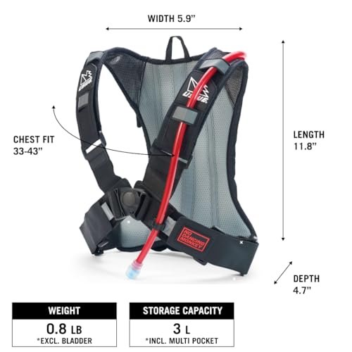 USWE Outlander Hydration Backpack for Cycling, MTB, Trail Running & More 3 Liter Black - 2034601
