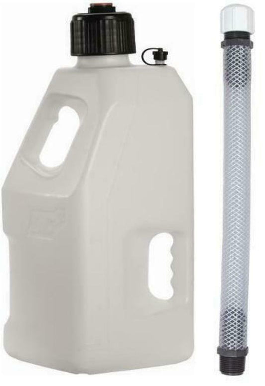 INS LC2 MX ATV UTV Utility 5 Gallon Fuel Gas Can Jug WHITE 30-1190 BRAIDED HOSE