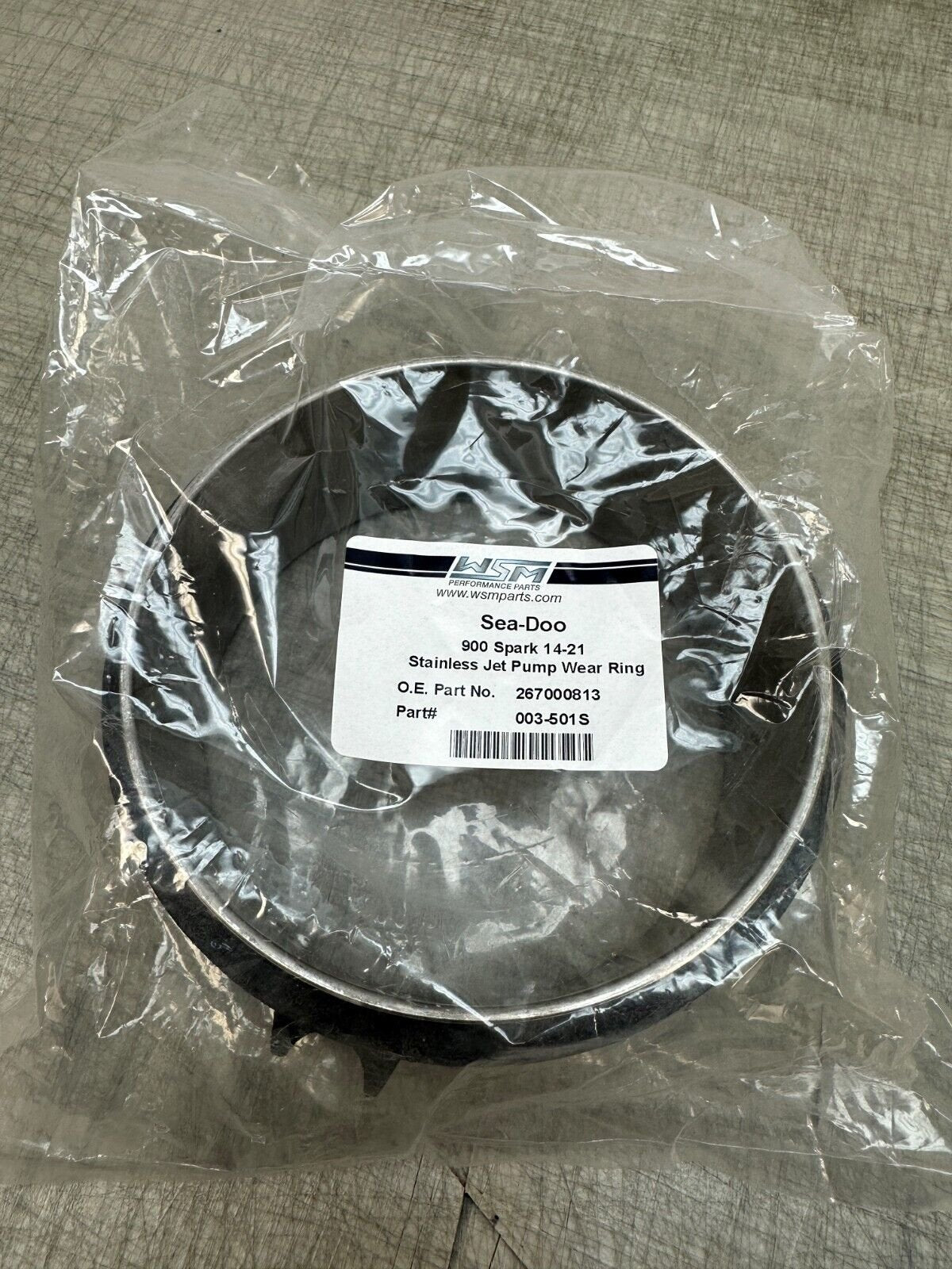 INSTOCK WSM JET PUMP STAINLESS WEAR RING SEA-DOO 900 SPARK 14-2023 - 003-501S