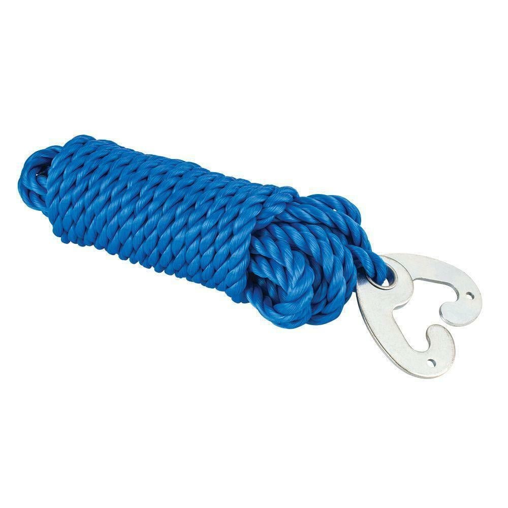 Blue Poly Winch Rope & Snap Hook 3/8" x 25' 260 LB Work Load Boat Marine Jet ski