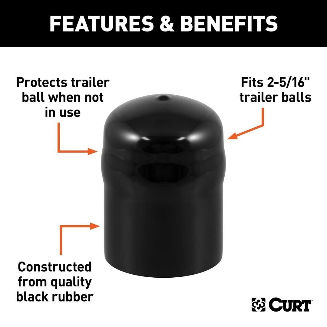 CURT 21811 Trailer Ball Cover (Fits 2-5/16" Balls, Black Rubber, Packaged)