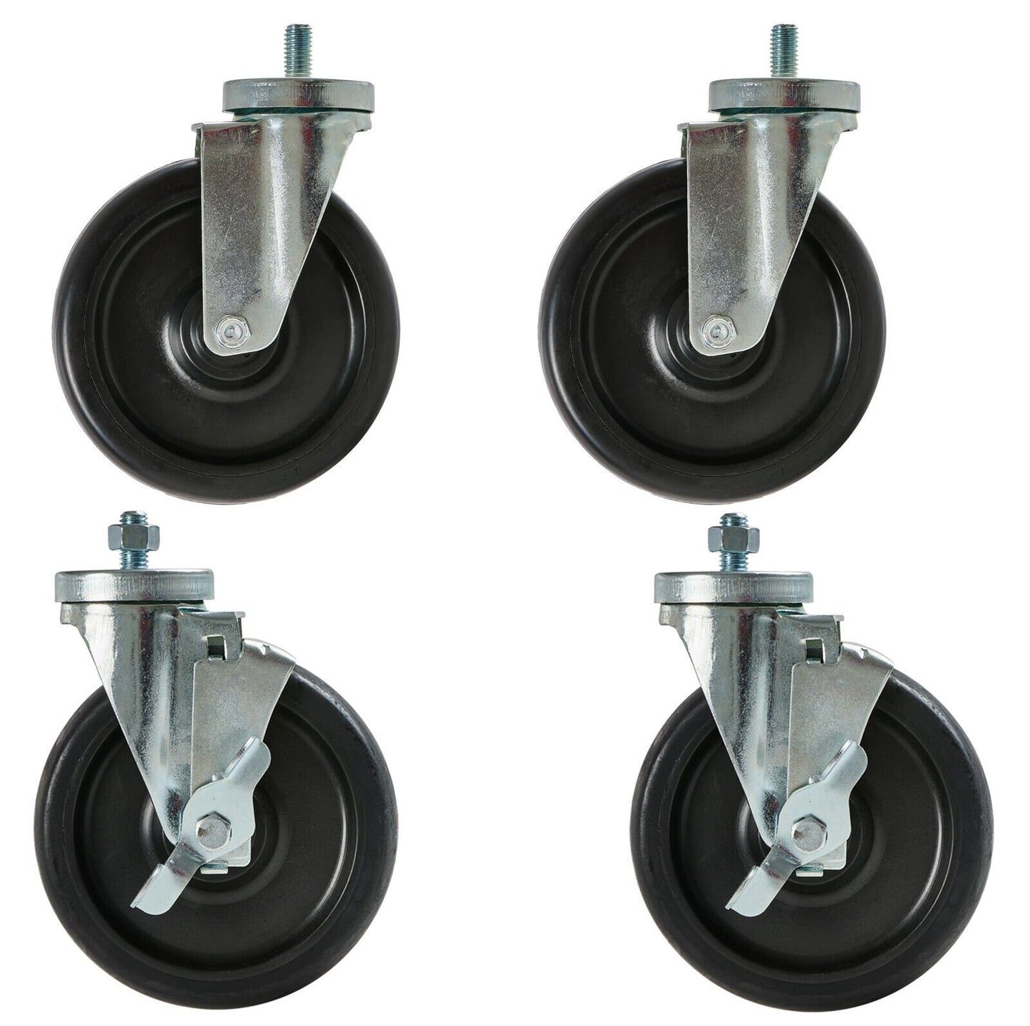 6" Caster Swivel Kit M12 X 1.75  bolt (2 Brake & 2 Non-Brake)