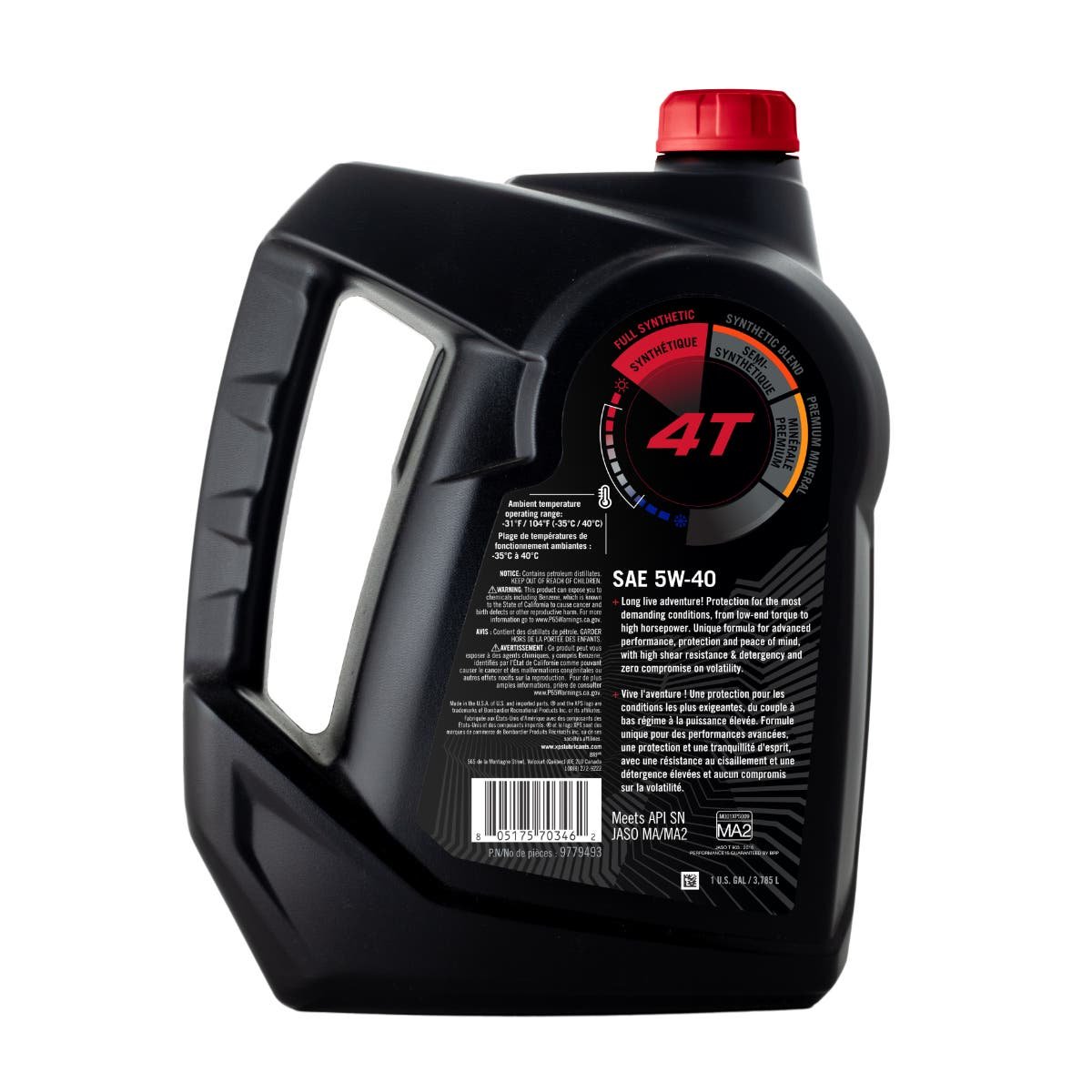 Sea-Doo New OEM 1 Gallon 4-Stroke 5W-40 Full Synthetic Oil - 9779493