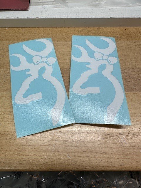 INSTOCK 2 Girl Bow Browning Buckmark WHITE Decal 5" Hunting Truck/Car Window Sticker bow