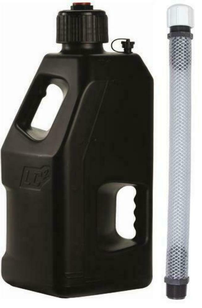 INS LC2 MX ATV UTV Utility 5 Gallon Fuel Gas Can Jug BLACK W/ 30-1199 & 12" HOSE